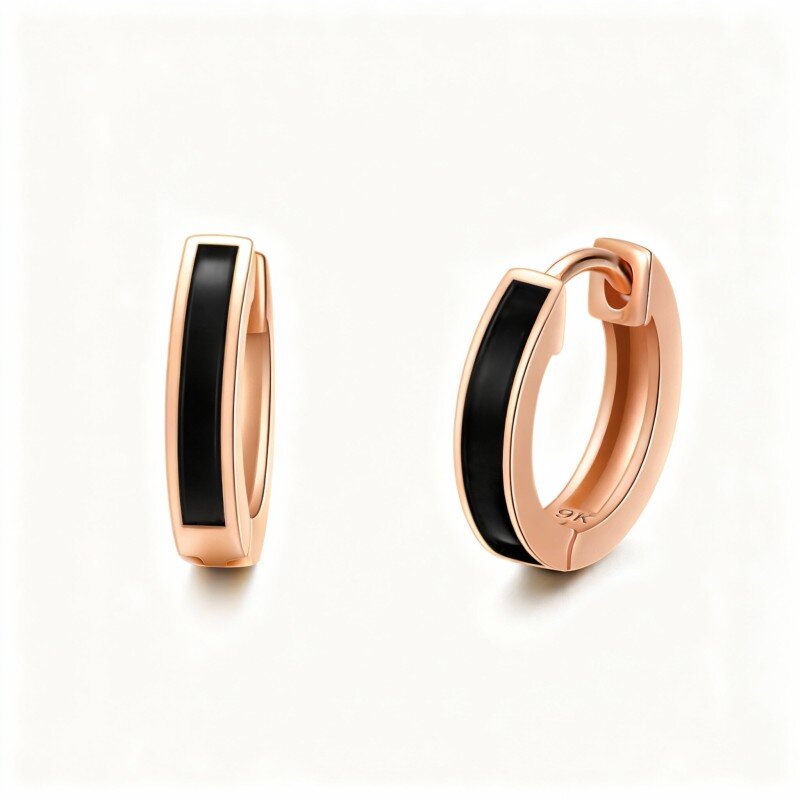 18K Rose Gold Circle Hoop Earrings-1