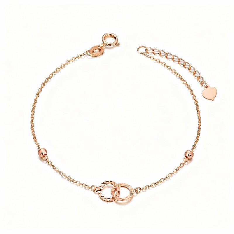 10K Rose Gold Circle & Infinity Symbol Charm Bracelet-1