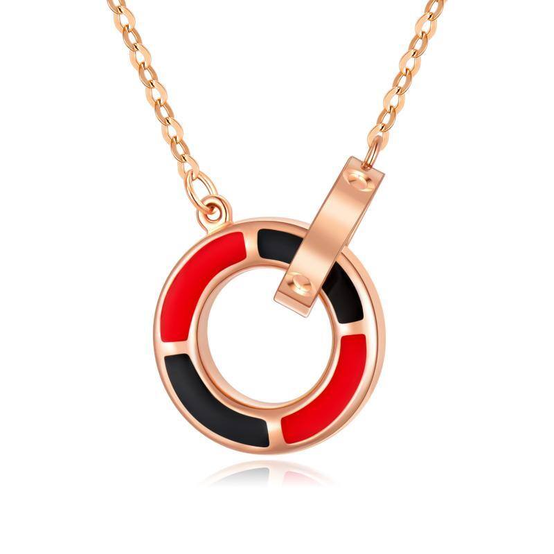 10K Rose Gold Circle Pendant Necklace-6
