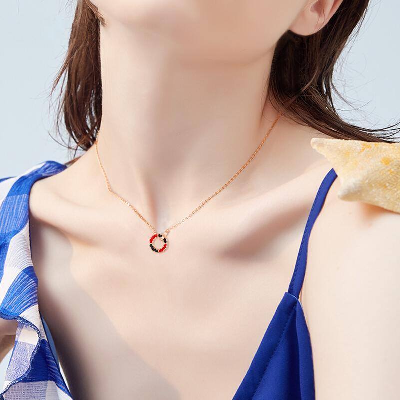 10K Rose Gold Circle Pendant Necklace-2