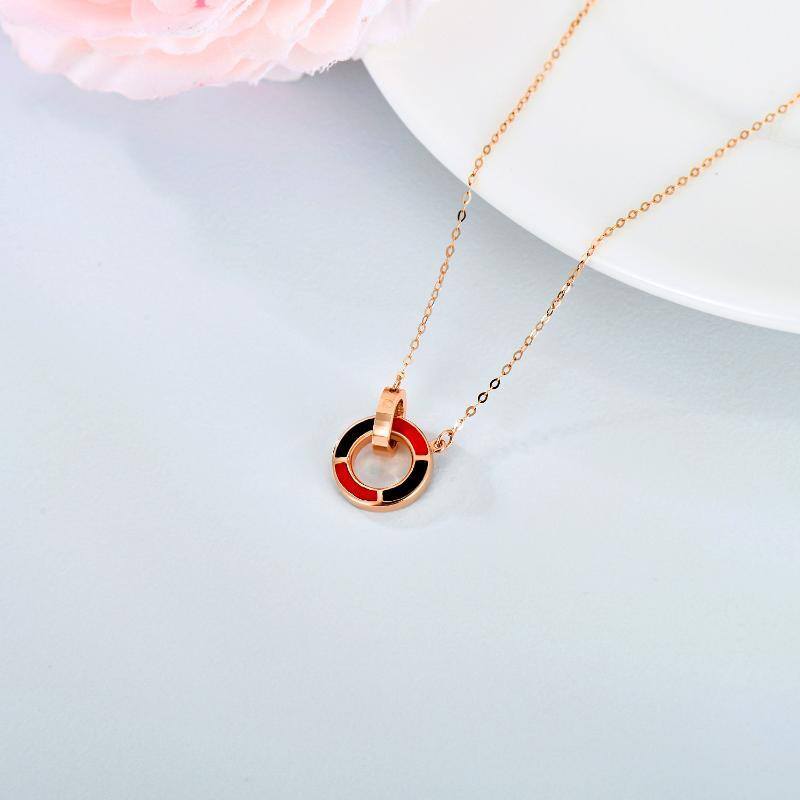 10K Rose Gold Circle Pendant Necklace-4