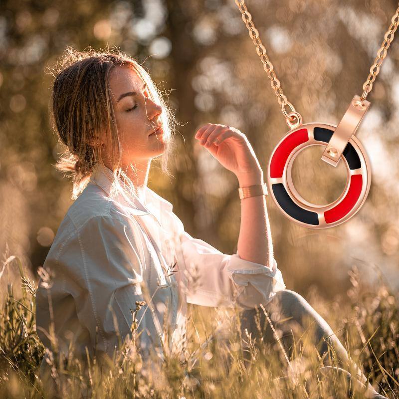 10K Rose Gold Circle Pendant Necklace-5