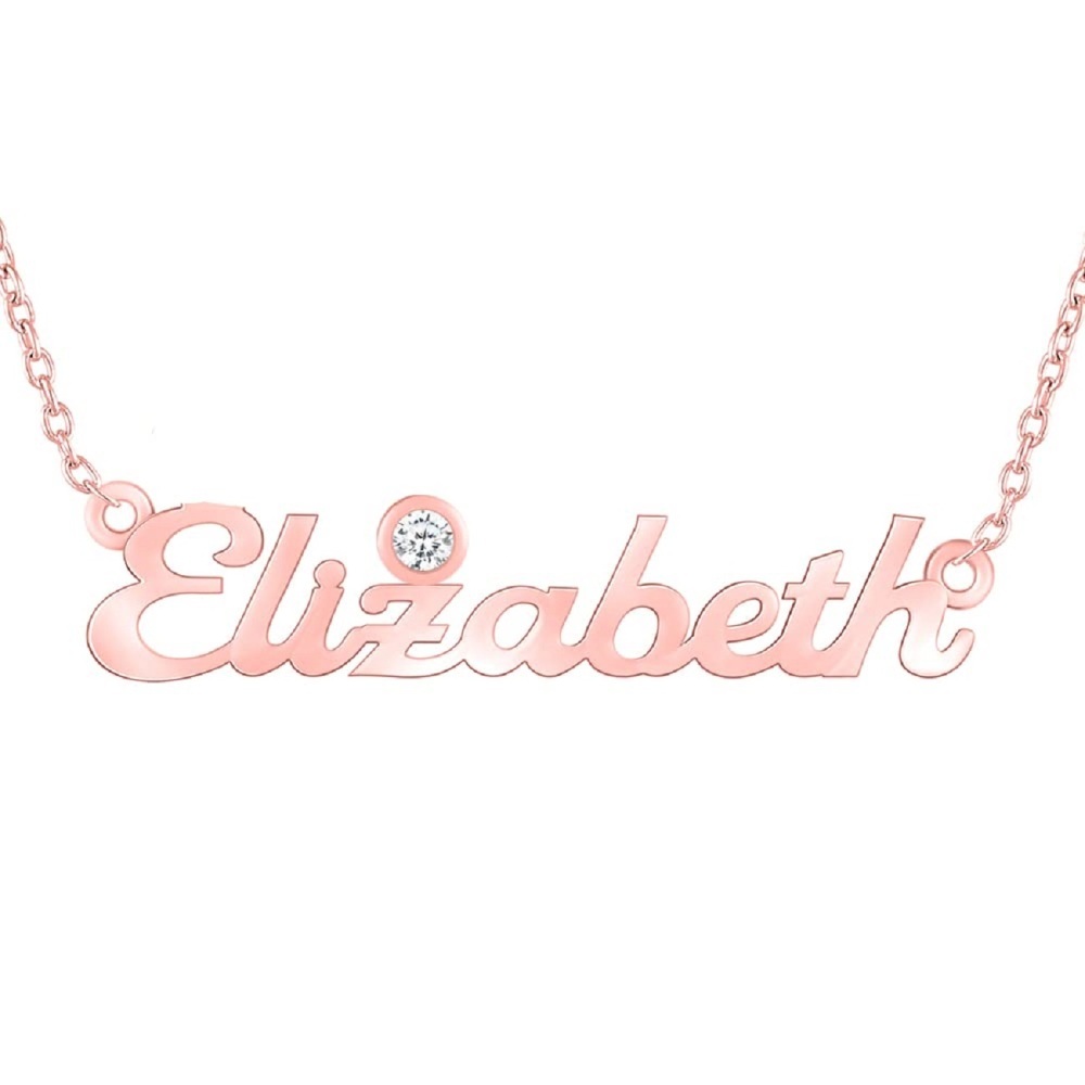 10K Rose Gold Birthstone Custom Name Pendant Necklace For Women-1
