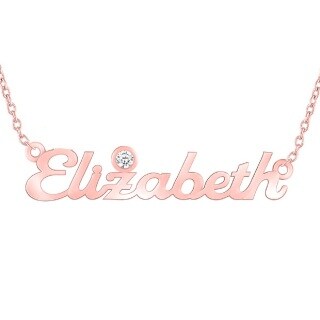 10K Rose Gold Birthstone Custom Name Pendant Necklace For Women-43