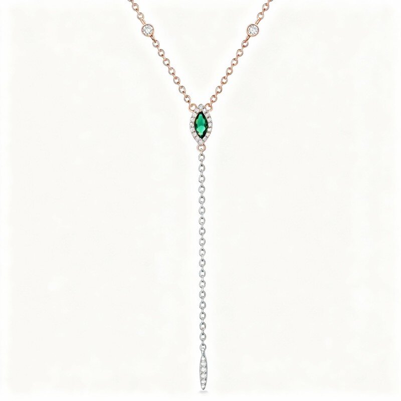 9K Rose Gold Cubic Zirconia Couple & Grandmother & Mother & Mother & Daughter & Sisters & Teacher Non-adjustable Y-Necklace-12