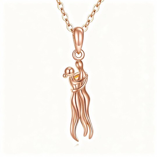 10K Rose Gold Couple & Hug Pendant Necklace