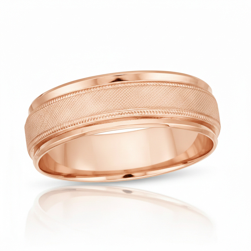 Anillo de boda para parejas en oro rosa de 9 quilates para hombre-14