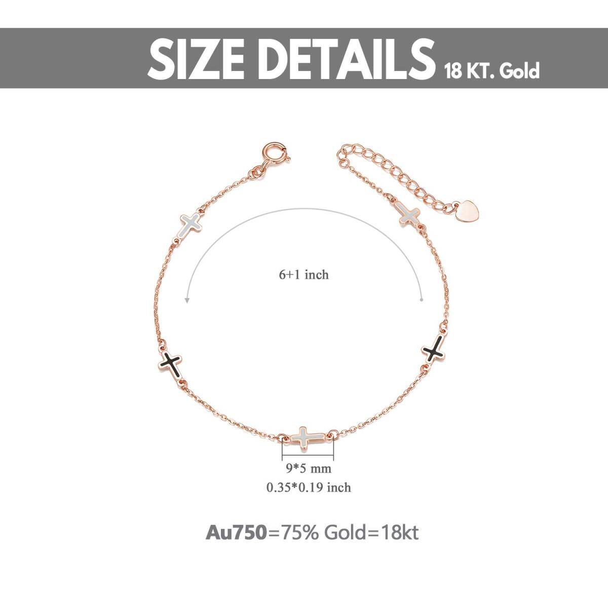 18K Rose Gold Cross Pendant Bracelet-5