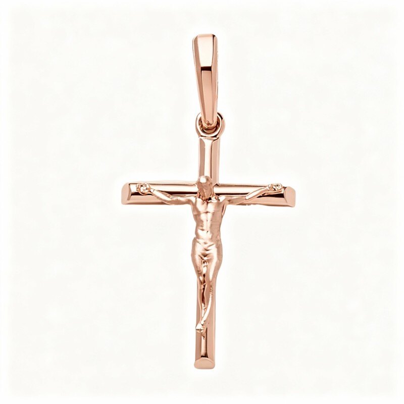 Pendentifs croix en or rose 18 carats pour hommes-1