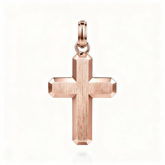 Colgantes de cruz de oro rosa de 10 quilates para hombre