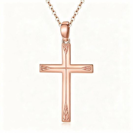 Halskette mit Kreuzanhänger aus 9-karätigem Roségold