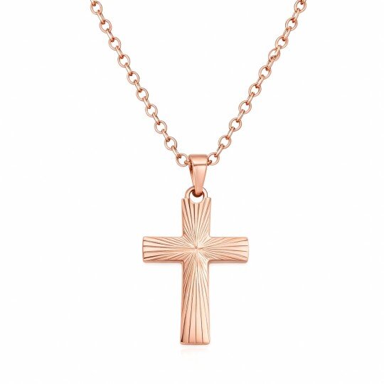 Halskette mit Kreuzanhänger aus 9-karätigem Roségold