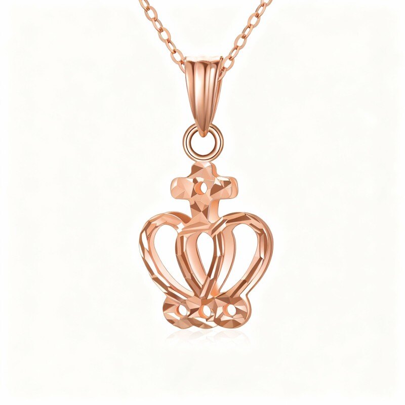 14K Rose Gold Cross Pendant Necklace-1
