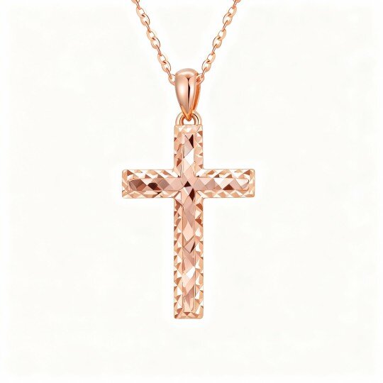 10K Rose Gold Cross Pendant Necklace