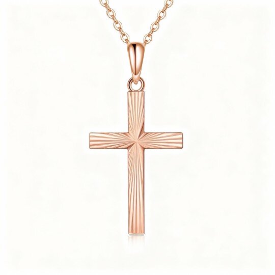 10K Rose Gold Cross Pendant Necklace