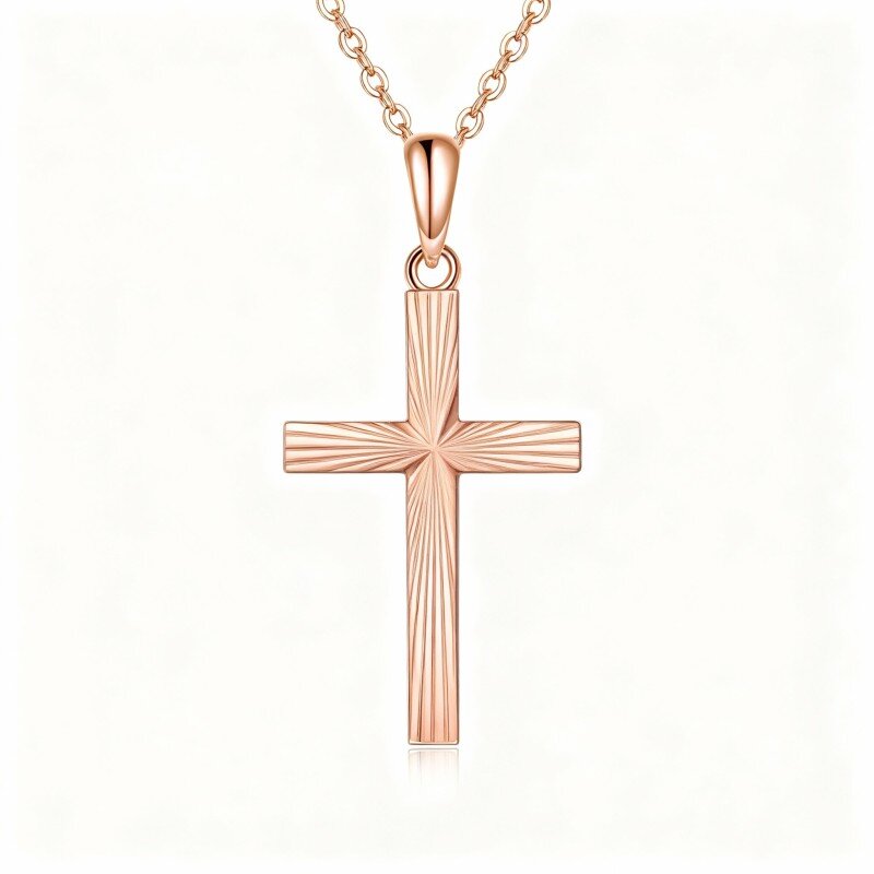 Halskette mit Kreuzanhänger aus 14-karätigem Roségold-1