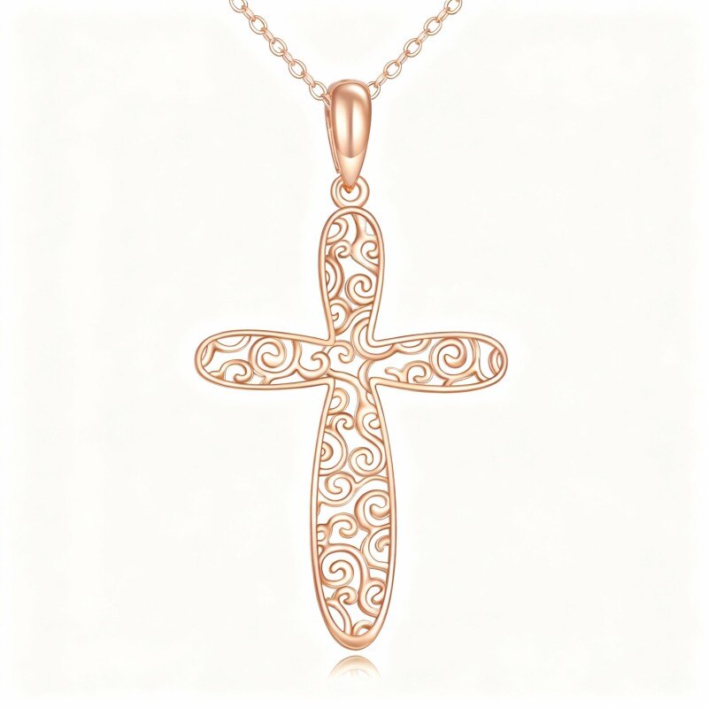 Naszyjnik z krzyżem z 10-karatowego różowego złota-1