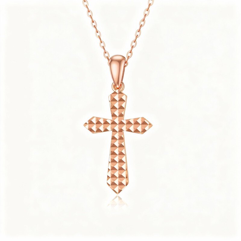 18K Rose Gold Cross Pendant Necklace-1