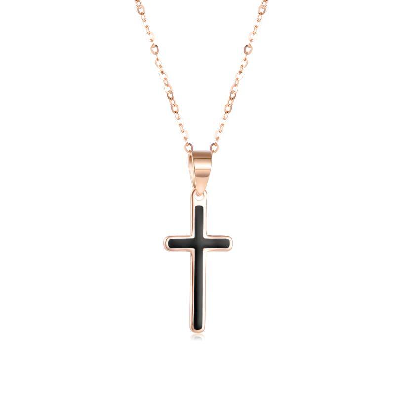 18K Rose Gold Cross… - image