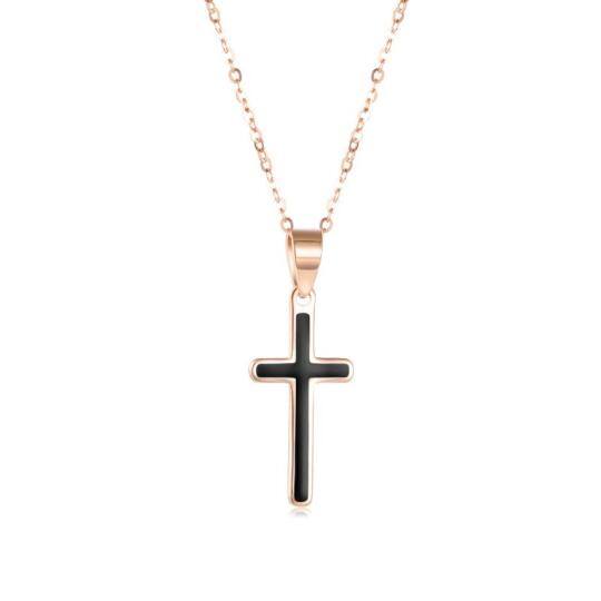 Collier à pendentif croix en or rose 18K