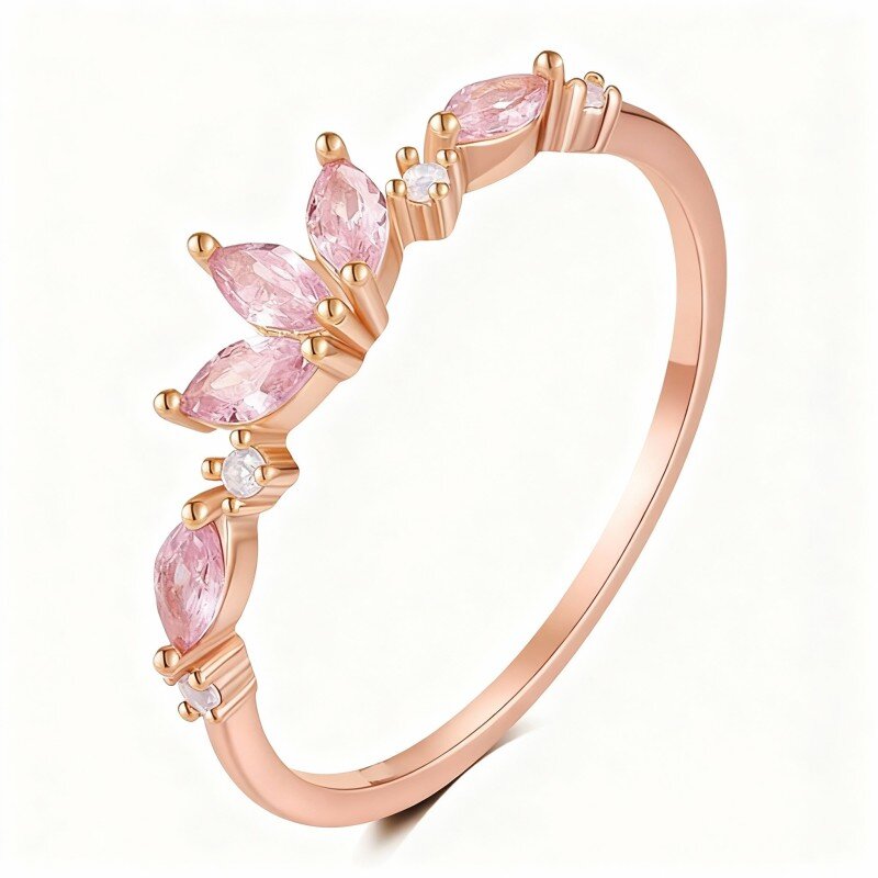 18K Rose Gold Cubic Zirconia Crown Ring-1