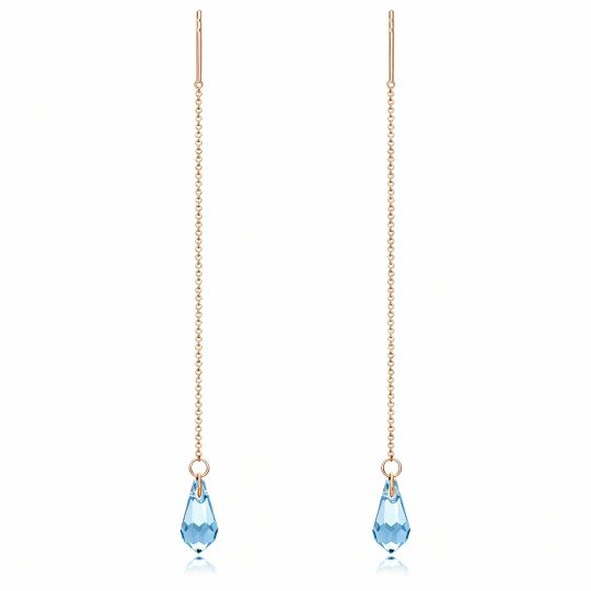 10K Rose Gold Crystal Drop Earrings