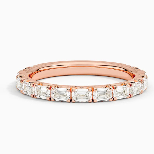 10K Rose Gold 1 CT.T.W .Emerald Lab Created Diamond Custom Wedding Ring D Color VVS1-VS1 Clarity 3EX IGI Certified