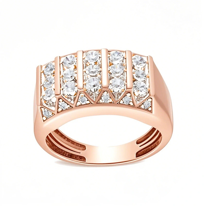 Anillo de bodas personalizado para hombre en oro rosa de 18 quilates con diamante de 1 quilate de peso total, creado en laboratorio, color D, claridad VVS1, 3EX, certificado IGI.-1