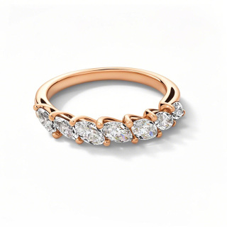 10K Rose Gold 1 CT.T.W. Marquise Cut Lab Created Diamond Stackable Band D VVS 3EX-19