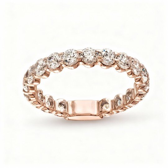 10K Rose Gold 2 CT Round Cut Lab Created Diamond Custom Stackable Ring F Color VS2 Clarity 3EX