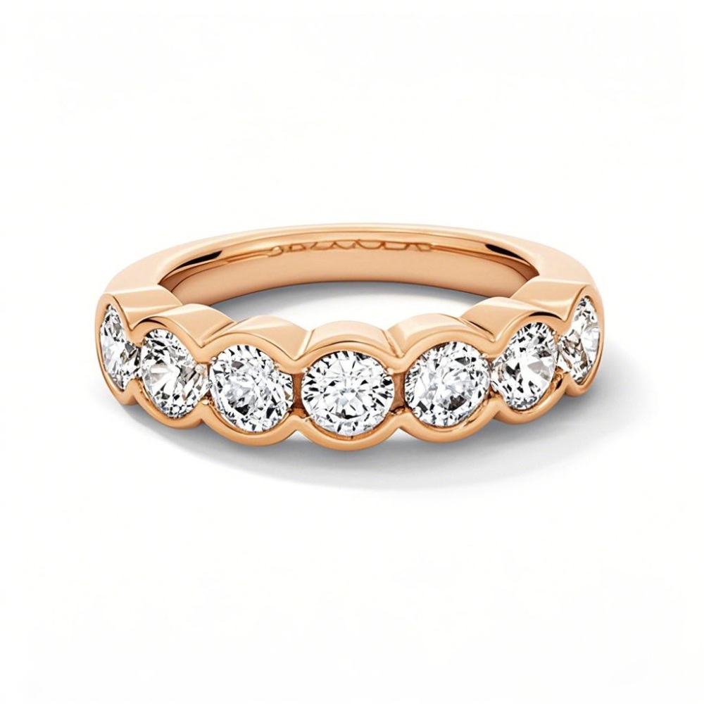 10K Rose Gold 2 CT. T.W Round Cut Lab Created Diamond Wedding Ring D Color VS1-VVS1 Clarity 3EX-1
