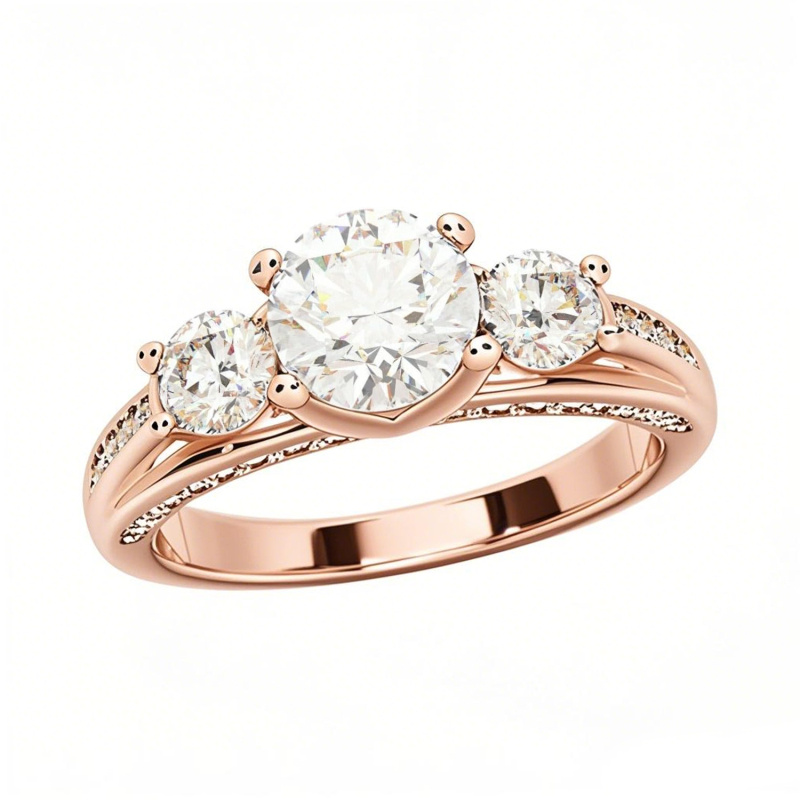 Verlobungsring aus 10-karätigem Roségold mit 2 ct. Gesamtgewicht, rundem, im Labor hergestelltem Diamanten, Farbe D, Reinheit VVS1-VS1, 3EX, IGI-zertifiziert-1