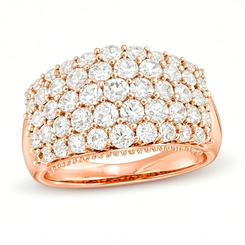 Ehering aus 10 Karat Roségold, 2 Karat, rund, im Labor hergestellter Diamant, Farbe D, Reinheit VVS1-VS1, 3EX-1