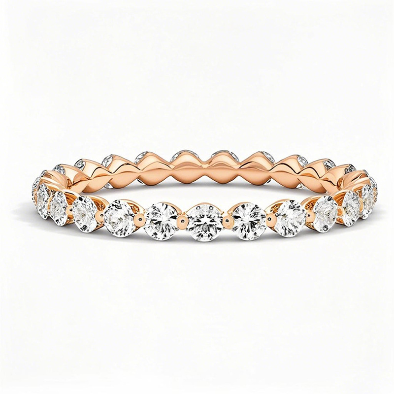 10K Rose Gold 1 CT.T.W. Round Lab Created Diamond Wedding Ring D Color VVS1-VS1 Clarity 3EX-1