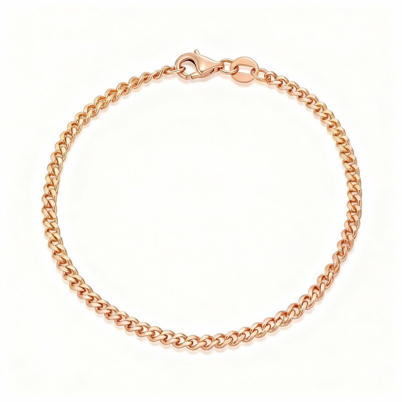 Pulsera de cadena de oro rosa de 10 quilates-1