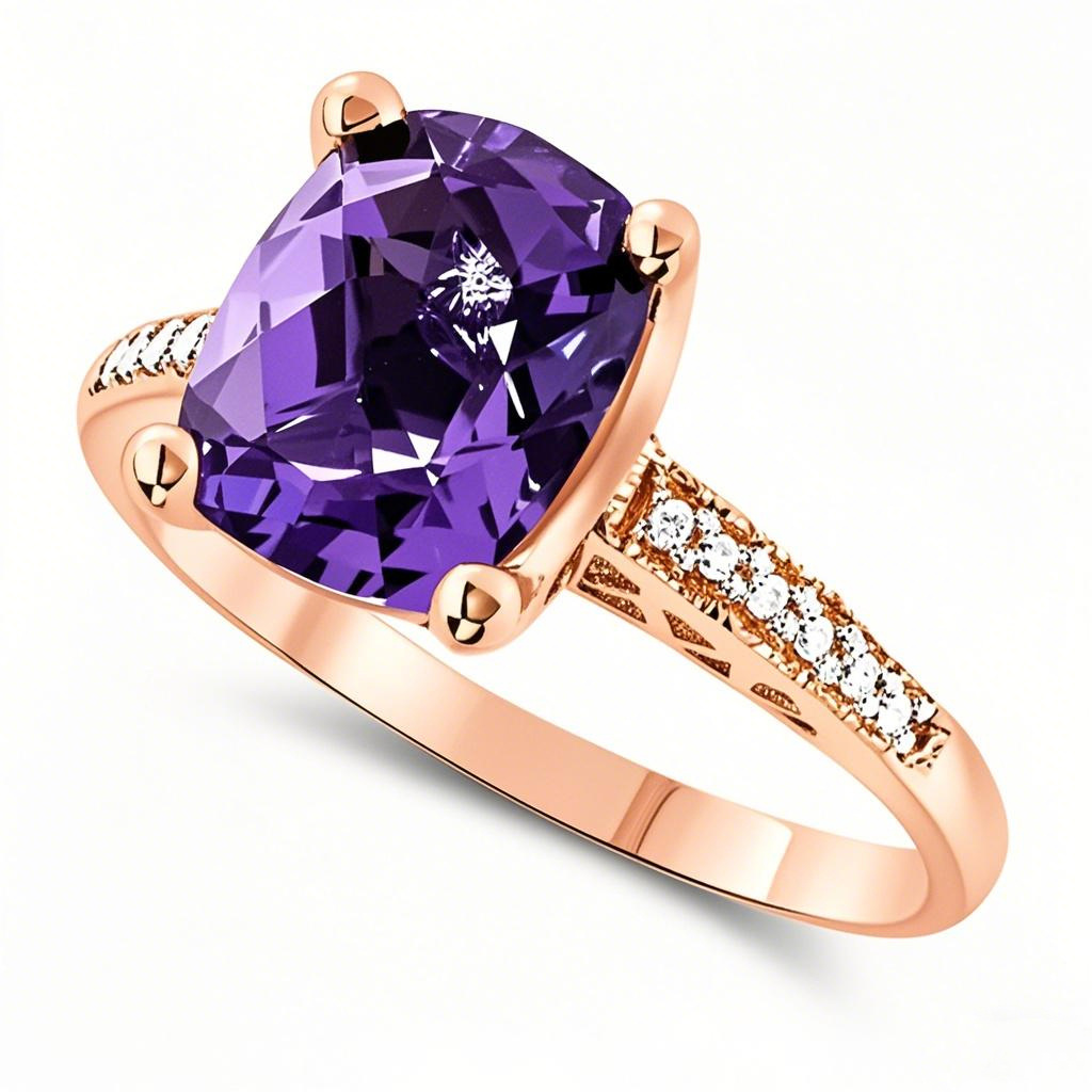 10K Rose Gold Cushion Cut Custom Engagement Ring Gemstone Ring-1