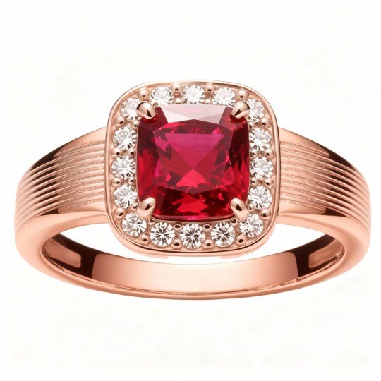 10K Rose Gold Cushion Cut Engagement Ring