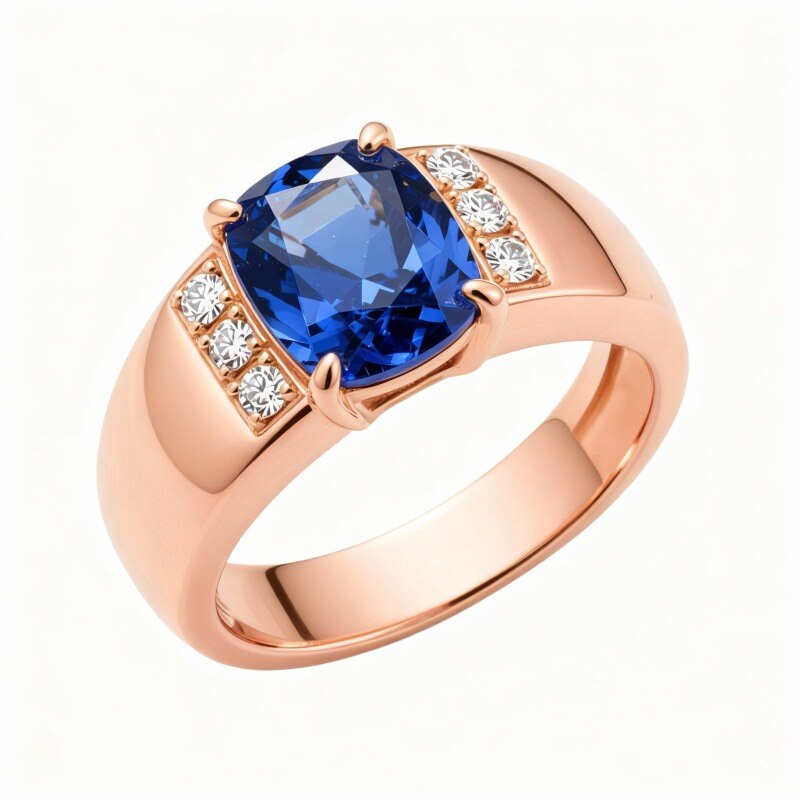 Pierścionek zaręczynowy z 18-karatowego różowego złota o szlifie poduszkowym-1