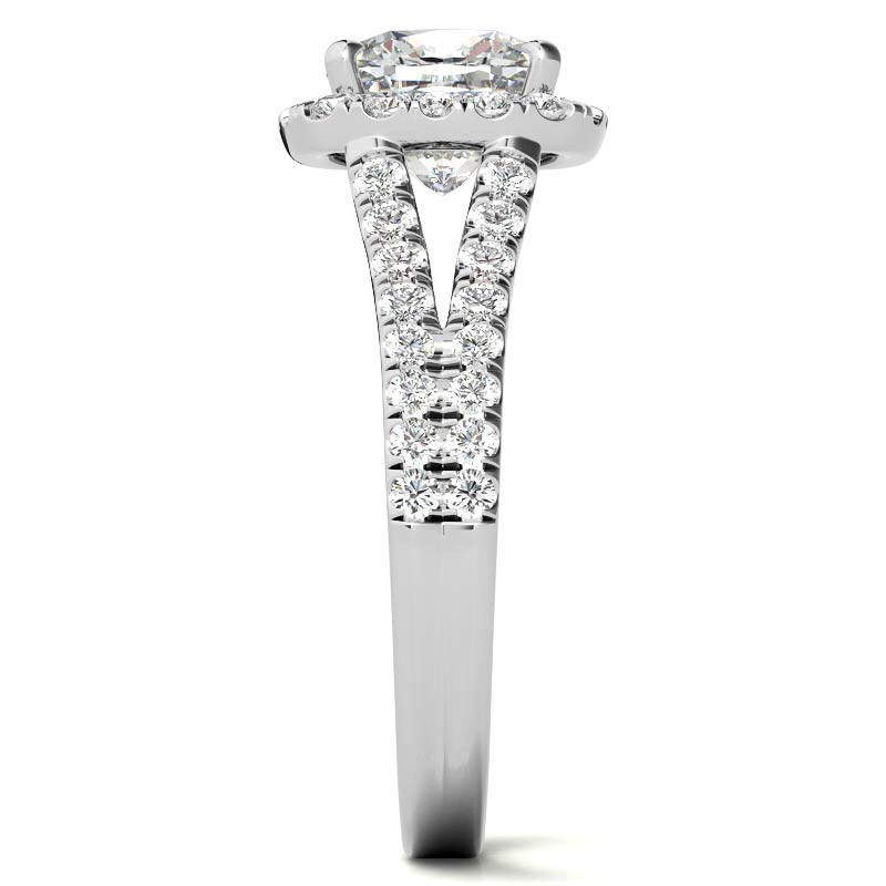 Anillo de compromiso de moissanita con corte cojín en oro rosa de 10 quilates-6