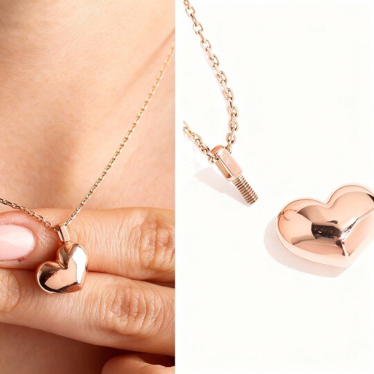 10K Rose Gold Custom Urn Necklace for Ashes