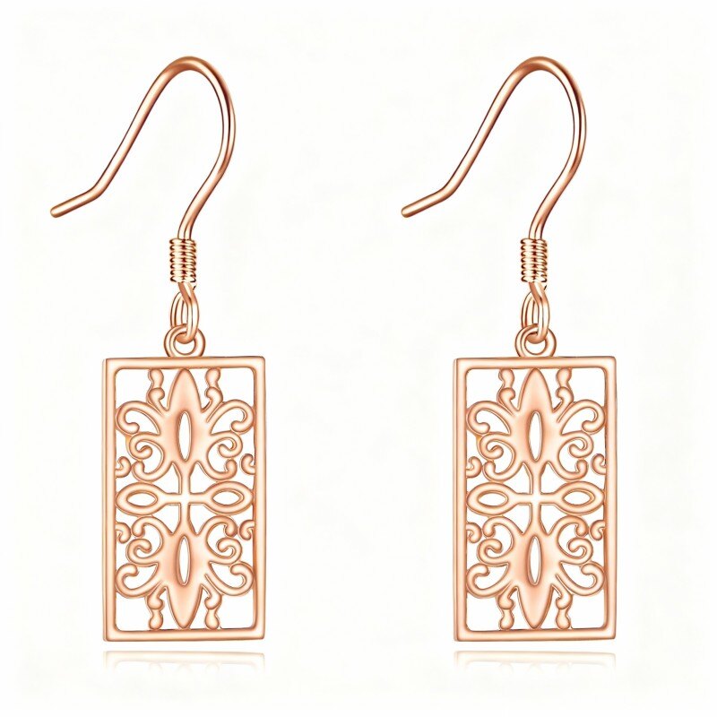 18K Rose Gold Daffodil Drop Earrings-1