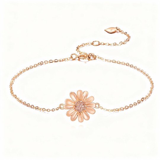 10K Rose Gold Daisy Charm Bracelet