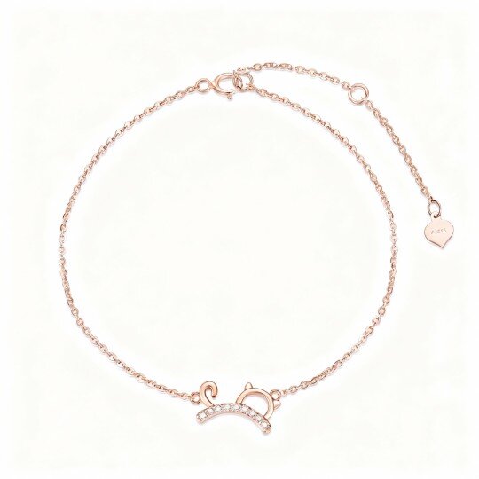 10K Rose Gold Diamond Cat Charm Bracelet