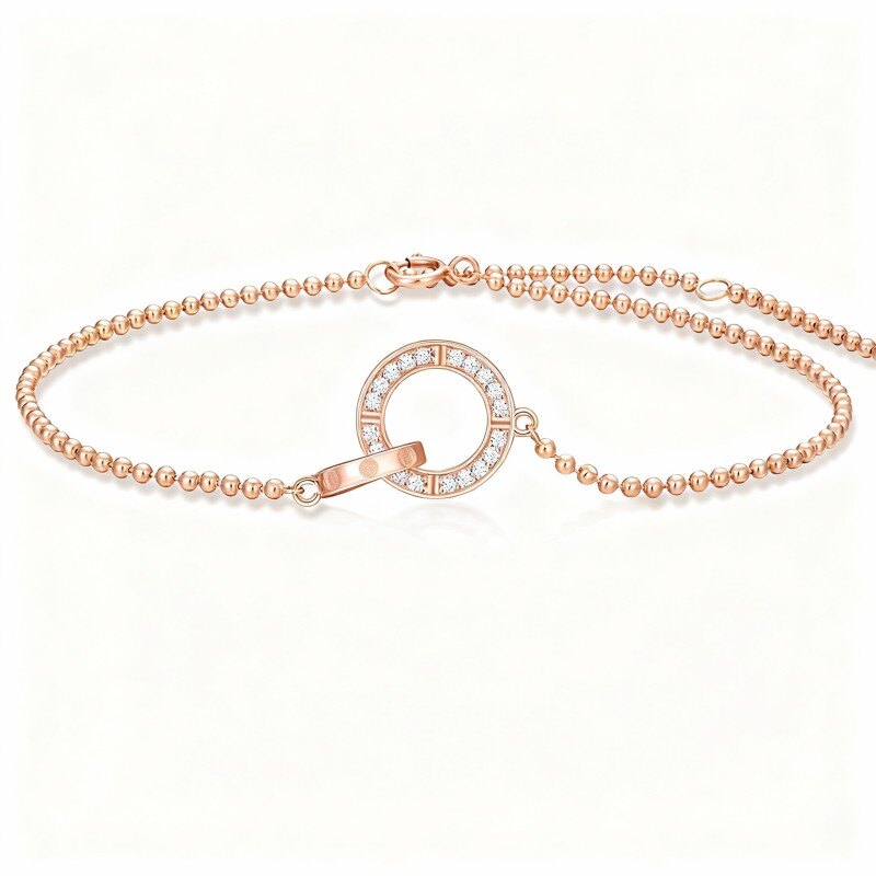 سوار دائري من الذهب الوردي عيار 10 قيراط مرصع بالألماس-1