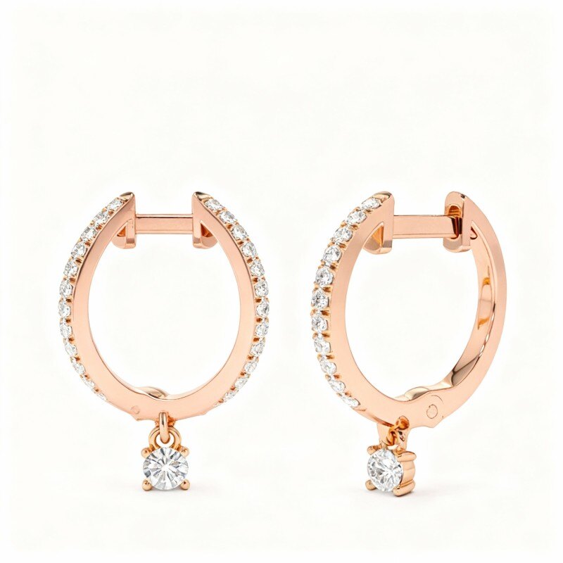 Kolczyki z 14-karatowego różowego złota z diamentowym okręgiem-1