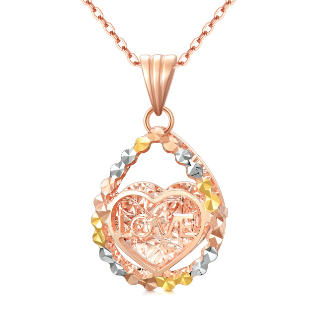 18K Rose Gold Diamond Heart Pendant Necklace-4