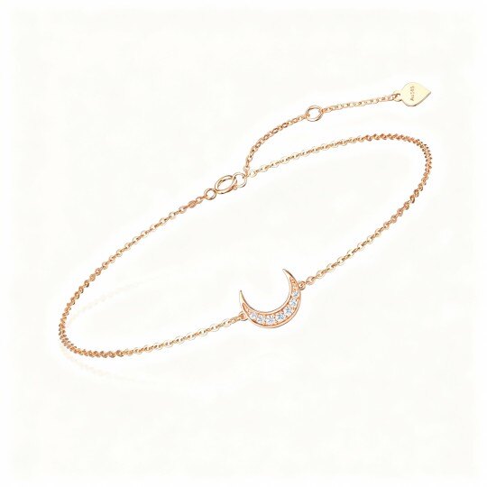 Pulsera con dije de luna de oro rosa de 10 quilates y diamantes