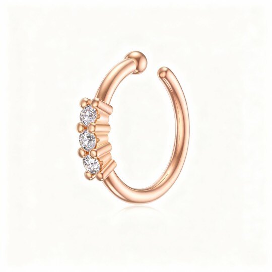 Anillo nasal redondo de oro rosa de 10 quilates con diamante