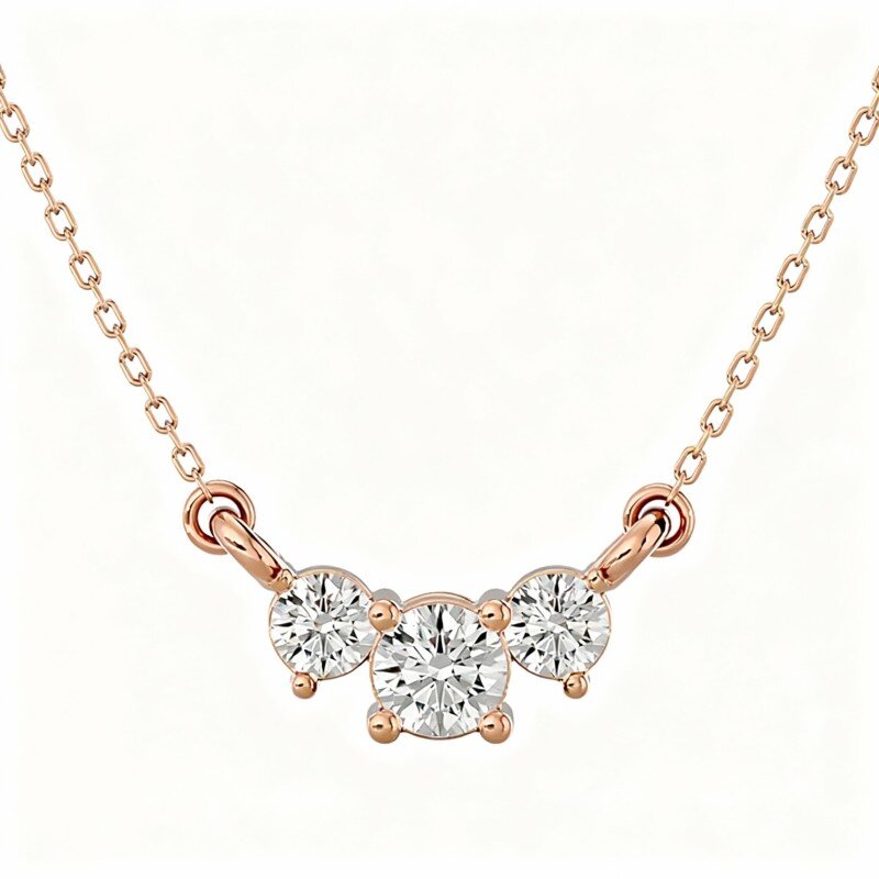 10K Rose Gold Diamond Round Pendant Necklace-1