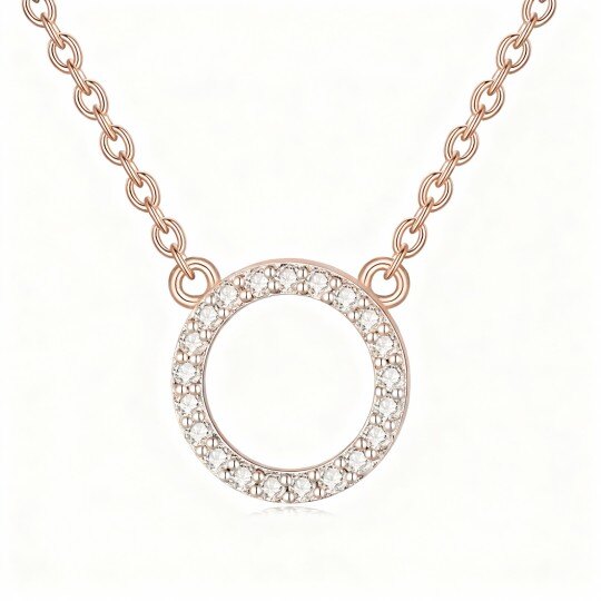 Collar con colgante redondo de oro rosa de 10 quilates y diamantes